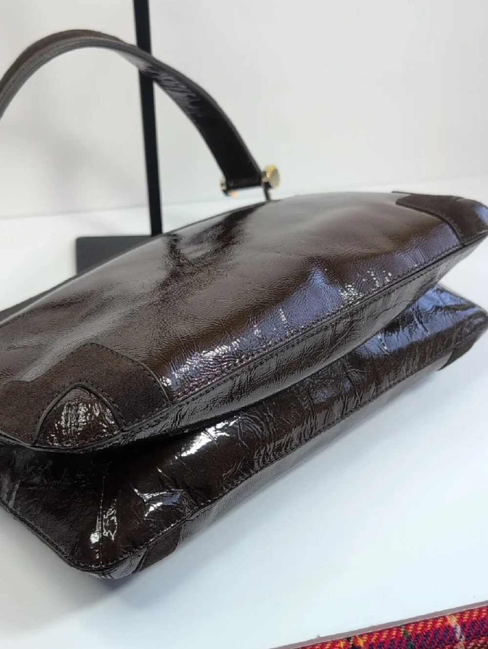 Anya Hindmarch Dark Brown Patent Leather And Suede Shoulder Bag - Picture 10 of 16